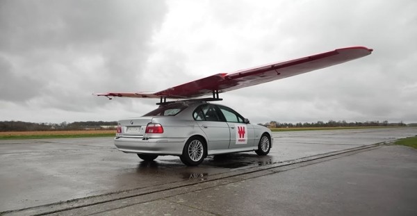 Эксперимент: как далеко может улететь BMW E39, если на нее поставить крылья самолета