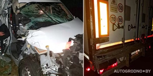 В семейный экипаж белорусских дальнобойщиков жестко врезался француз под Парижем